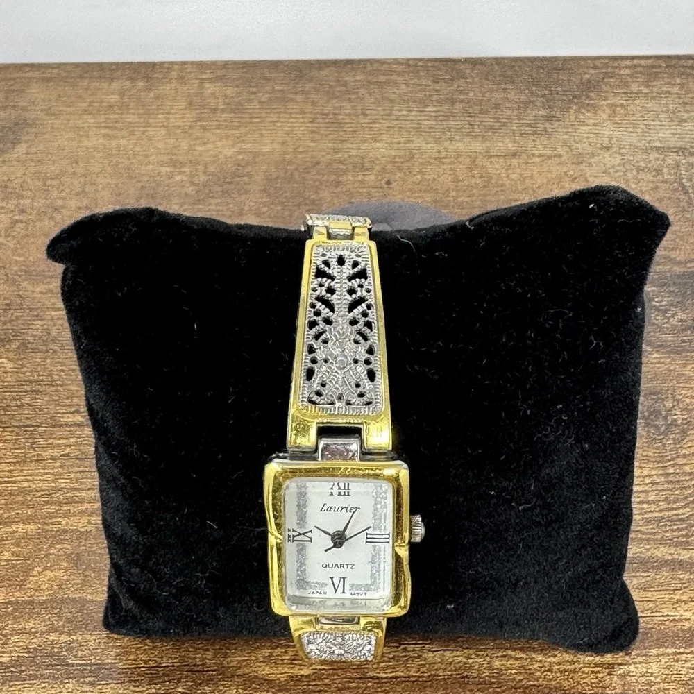Laurier Women's Watch 19mm Gold &Silver Tone Tank Running New Battery Fashion